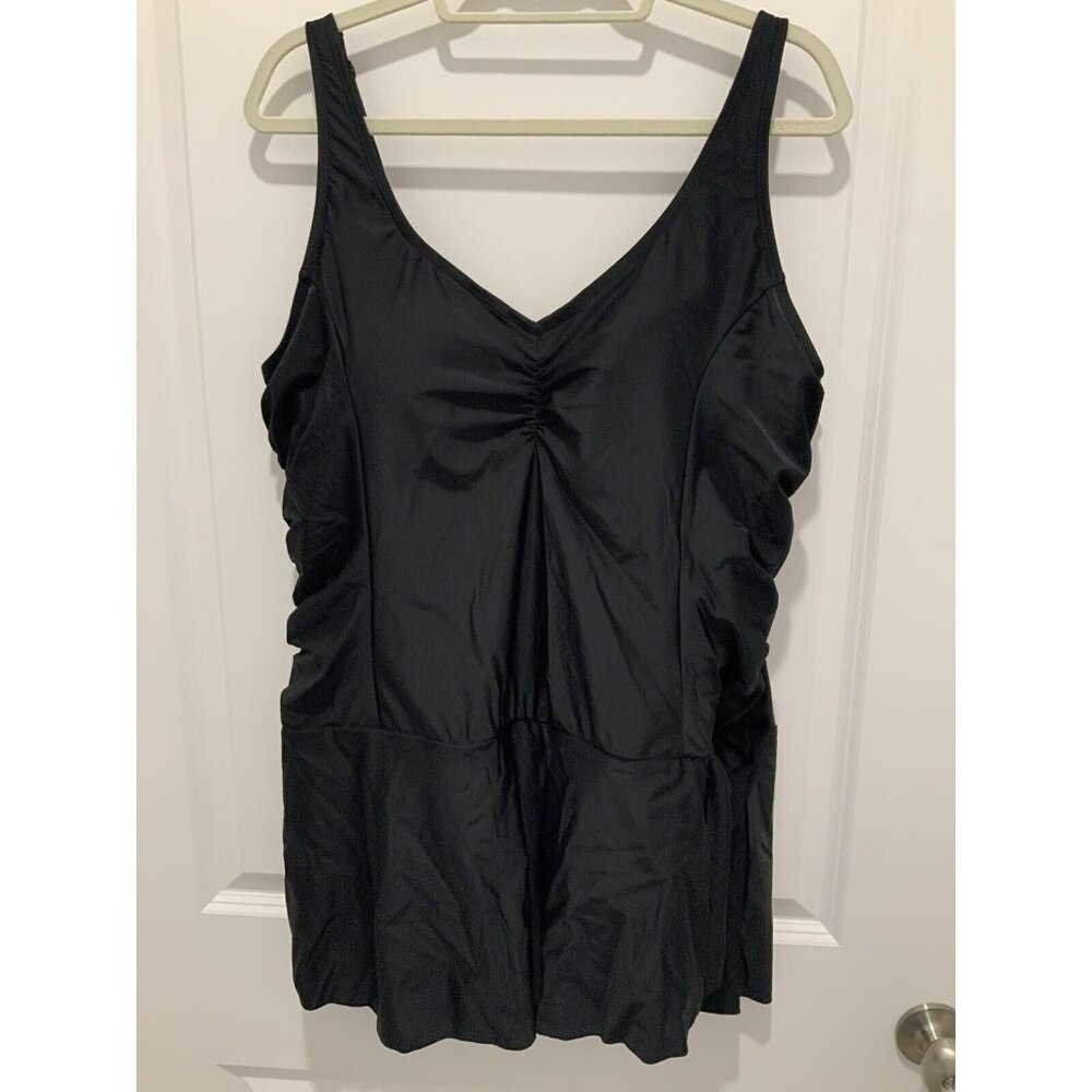 Shore Club Plus Swim Dress 24 Women’s One Piece Black With Adj Straps